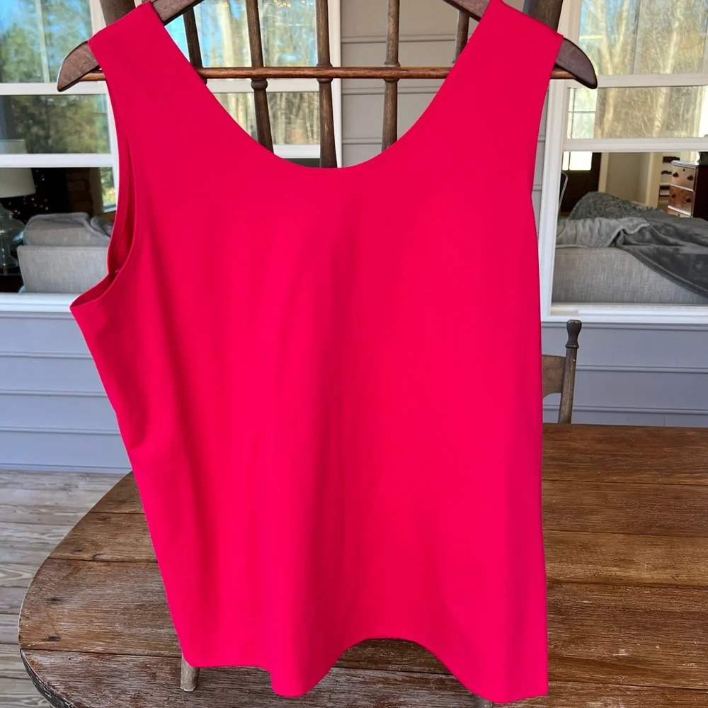 NWT! Chico’s Maraschino Cherry Pink Tank Top Sleeveless Boxy Microfiber Size XL - Picture 5 of 11